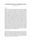 Research paper thumbnail of Territoriality and the Law of Migration Control