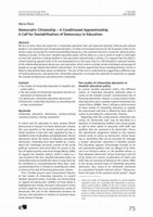 Research paper thumbnail of Democratic citizenshipA conditioned apprenticeship. A call for destabilisation of democracy in education