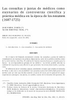 Research paper thumbnail of Las consultas y juntas de médicos como escenarios de controversia científica y práctica médica en la época de los novatores (1687-1725).