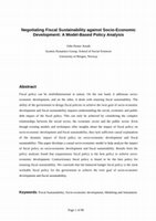 Research paper thumbnail of Negotiating Fiscal Sustainability against Socio-Economic Development: A Model-Based Policy Analysis