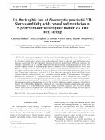 Research paper thumbnail of On the trophic fate of Phaeocystis pouchetii. VII. Sterols and fatty acids reveal sedimentation of P. pouchetii-derived organic matter via krill fecal strings