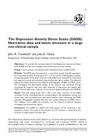 Research paper thumbnail of The Depression Anxiety Stress Scales (DASS): Normative data and latent structure in a large non‐clinical sample