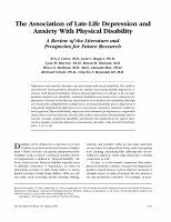 Research paper thumbnail of The association of late-life depression and anxiety with physical disability: a review of the literature and prospectus for future research