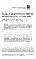 Research paper thumbnail of The short‐form version of the Depression Anxiety Stress Scales (DASS‐21): Construct validity and normative data in a large non‐clinical sample