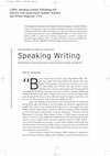 Research paper thumbnail of Gordon, E. (2006). Speaking writing: Publishing oral histories with incarcerated students. Teachers and Writers Magazine. 37(5).