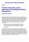 Research paper thumbnail of Szersze horyzonty czyli o poboczach weneckiego festiwalu