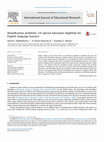 Research paper thumbnail of Identification problems: US special education eligibility for English language learners -- In: International Journal of Education Research