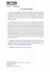 Research paper thumbnail of CALL FOR PAPERS-Academic Journal RETOS INTERNACIONALES