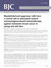 Research paper thumbnail of Myeloid-derived suppressor cells have a central role in attenuated Listeria monocytogenes-based immunotherapy against metastatic breast cancer in young and old mice