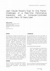 Research paper thumbnail of Jean Claude Risset’s Duet for One Pianist: Challenges of a Real-Time Performance Interaction	with	a	Computer-Controlled Acoustic Piano 16 Years Later