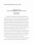 Research paper thumbnail of The Beginning of the End:  The Western Rivers Significance in the American Civil War