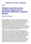 Research paper thumbnail of "James Bond malej stabilizacji. Wspomnienie o Stanislawie Mikulskim i Kapitanie Klossie."