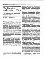 Research paper thumbnail of The Historical Anthropology of Text _Ralegh's Discoverie of Guiana