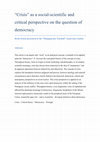 Research paper thumbnail of “Crisis” as a social-scientific and critical perspective on the question of democracy (Draft)