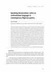 Research paper thumbnail of Speaking denunciation. Satire as as confrontation language in Nigerian poetry