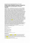 Research paper thumbnail of Primary Contact Practitioner Training: A Comparison of Chiropractic and Naturopathic Curricula in Australia