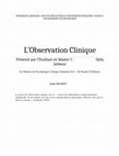 Research paper thumbnail of L'Observation en Psychologie Clinique 