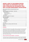 Research paper thumbnail of Giving a Voice to your Mining Process - How theory of constraints (TOC) and asset utilisation (AU) can identify your most valuable improvement opportunities