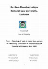 Research paper thumbnail of Meaning of ‘sale is made by a person in a fiduciary character’ in Section 55(2) of Transfer of Property Act, 1882