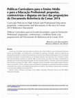 Research paper thumbnail of Políticas Curriculares para o Ensino Médio  e para a Educação Profissional: propostas,  controvérsias e disputas em face das proposições  do Documento Referência da Conae 2014