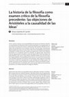 Research paper thumbnail of La historia de la filosofía como examen crítico de la filosofía precedente: las objeciones de Aristóteles a la causalidad de las Ideas