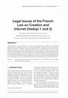 Research paper thumbnail of Legal issues of the French Law on Creation and Internet (Hadopi 1 & 2)