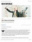 Research paper thumbnail of The Culture of Criticism: What Do We Owe the Enlightenment?