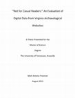 Research paper thumbnail of “Not for Casual Readers:” An Evaluation of  Digital Data from Virginia Archaeological  Websites