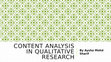 Research paper thumbnail of Content analysis in qualitative research- Research Methodology