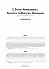 Research paper thumbnail of El Derecho Natural frente al Proyecto de Ley Orgánica de Comunicación. ComHumanitas: Revista Científica de Comunicación, vol. 2 (1), pp. 23-39. 