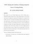 Research paper thumbnail of READING SKILL, ATTRIBUTES OF READING SKILLS AND FACTORS IN TEACHING READING