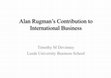 Research paper thumbnail of Alan Rugman's Contribution to International Business