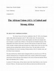 Research paper thumbnail of The African Union (AU): A United and Strong Africa