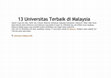 Research paper thumbnail of UNIVERSITAS TERBAIK DI MALAYSIA