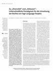 Research paper thumbnail of Zu „Diversität“ und „Inklusion“: Unterschiedliche Paradigmen für die Umsetzung der Rechte von Sign Language Peoples. 