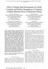 Research paper thumbnail of Effect of single step pretreatment on cobalt contents and surface roughness of tungsten carbide substrate prior to diamond coating