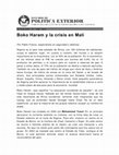 Research paper thumbnail of Boko Haram y la crisis en Malí   Por Pablo Franco, especialista en seguridad y defensa. Revistas Política Exterior, febrero de 2013.