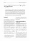 Research paper thumbnail of Internet-Based Communication: Rights, Risks and Opportunities, 1/2015 European Journal of Risk Regulation, 121-128 (2015)