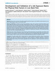 Research paper thumbnail of Development and Validation of a Job Exposure Matrix for Physical Risk Factors in Low Back Pain