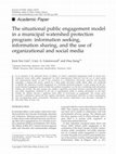 Research paper thumbnail of The situational public engagement model in a municipal watershed protection program: information seeking, information sharing, and the use of organizational and social media