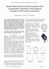 Research paper thumbnail of String graphixification based asymmetric key cryptographic algorithm using proposed concepts of GDC and S-loop matrix