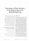 Research paper thumbnail of Expectations of urban residents in the Western Cape on the 2010 FIFA World Cup