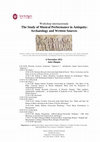 Research paper thumbnail of The Study of Musical Performance in Antiquity: Archaeology and Written Sources ("Sapienza", 6/11/2015)