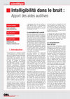 Research paper thumbnail of Intelligibilité dans le bruit : Apport des aides auditives