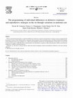 Research paper thumbnail of The programming of individual differences in defensive responses and reproductive strategies in the rat through variations in maternal care