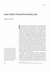 Research paper thumbnail of Louise Glück's Twenty-First Century Lyric (PMLA, 2014)