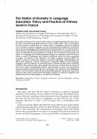 Research paper thumbnail of The Notion of Diversity In Language Education: Policy and Practice at Primary Level In France