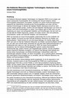 Research paper thumbnail of Die Politische Ökonomie digitaler Technologien. Konturen eines neuen Forschungsfeldes