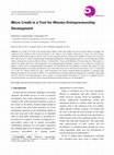 Research paper thumbnail of Micro Credit is a Tool for Women Entrepreneurship Development