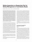 Research paper thumbnail of Safety Inspections as Supporting Tool for Safety Management of Low-Volume Roads